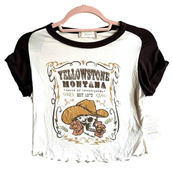 Altar'd State Cropped T-Shirt Western NWT Yellowstone Montana - Picture 1 of 10